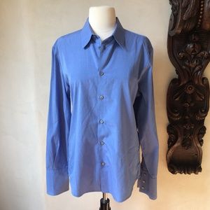 Costume National Designer Womens Blue Dress Shirt